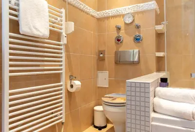 Ein Badezimmer in der Unterkunft Ferienwohnung Ostseekoje - Haffkrug
