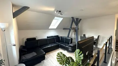 Ein Sitzbereich in der Unterkunft Loft9 Architektenwohnung mit Dachterrasse Zentral