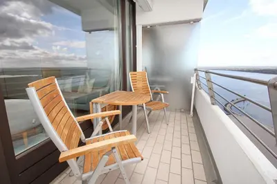 Ein Balkon oder eine Terrasse in der Unterkunft Trelleborgallee, Fewo 145