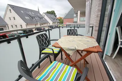 Ein Balkon oder eine Terrasse in der Unterkunft Vogteistraße, Fewo 214