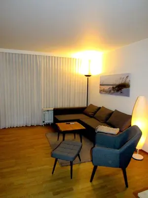 Ein Sitzbereich in der Unterkunft Ferienwohnung Seepferdchen