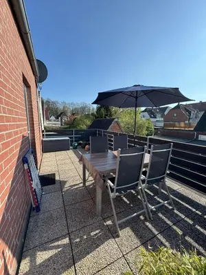 Ein Balkon oder eine Terrasse in der Unterkunft Ferienwohnung Heimathafen