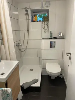 Ein Badezimmer in der Unterkunft Ostseeferienwohnung Storchennest Zwei