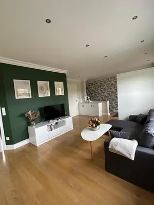 Ein Sitzbereich in der Unterkunft Ferienwohnung Wiesenblick - Dorfidylle zwischen Hamburg und Lübeck