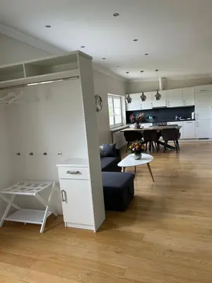 Ein Sitzbereich in der Unterkunft Ferienwohnung Wiesenblick - Dorfidylle zwischen Hamburg und Lübeck