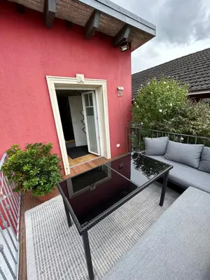 Ein Sitzbereich in der Unterkunft Ferienwohnung Wiesenblick - Dorfidylle zwischen Hamburg und Lübeck