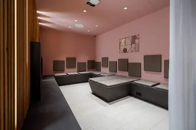 Ein Sitzbereich in der Unterkunft Godewindpark Deluxe-Suite 1-03