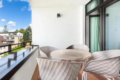 Ein Balkon oder eine Terrasse in der Unterkunft Godewindpark Exklusivsuite 3-01