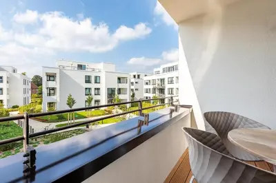 Ein Balkon oder eine Terrasse in der Unterkunft Godewindpark Deluxe-Suite 2-09