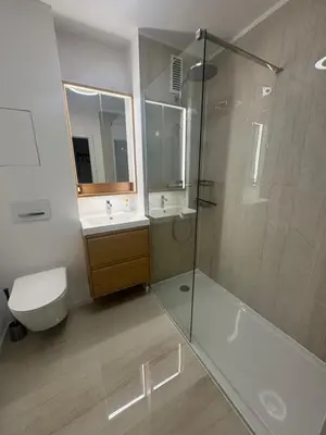 Ein Badezimmer in der Unterkunft Wuff & Wellensicht Travemünde