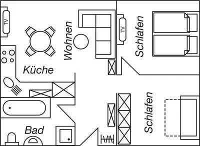 Grundriss der Unterkunft Objekt-Nr 111 - Strand - Steuerbord