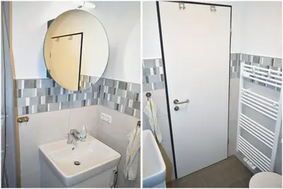 Ein Badezimmer in der Unterkunft Strandhotel Appartement Nr 34 Sünnkant
