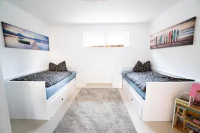 Ein Bett oder Betten in einem Zimmer der Unterkunft Ferienhaus nah der Ostsee, 110qm mit eigenem Garten