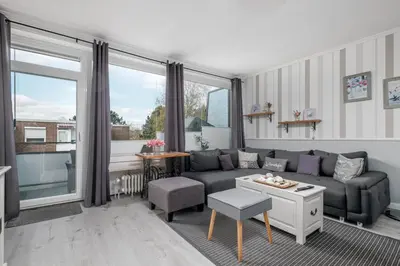 Ein Sitzbereich in der Unterkunft Strandrose