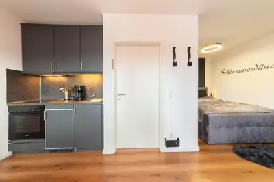 Küche/Küchenzeile in der Unterkunft Ferienwohnung Schlummerdüne Haffkrug