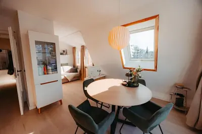 Ein Sitzbereich in der Unterkunft Ferienwohnung Wirbelwind