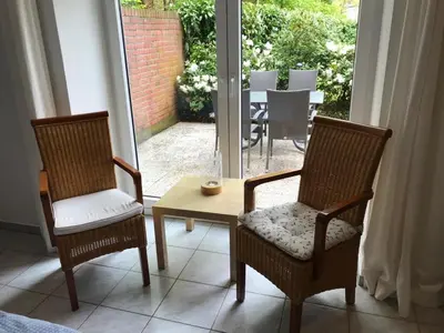 Ein Sitzbereich in der Unterkunft Ferienwohnung am Mühlenpark