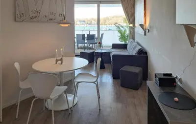 Ein Sitzbereich in der Unterkunft Priwallpromenade 29, Whg 13