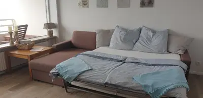 Ein Bett oder Betten in einem Zimmer der Unterkunft Mehr Meer geht nicht