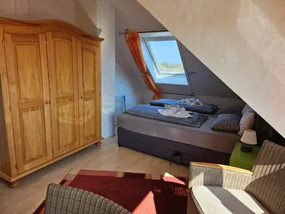 Ein Sitzbereich in der Unterkunft Ferienwohnung Haus Rita