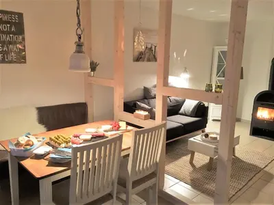 Ein Sitzbereich in der Unterkunft Hygge - skandinavisch mit Kamin und Sauna
