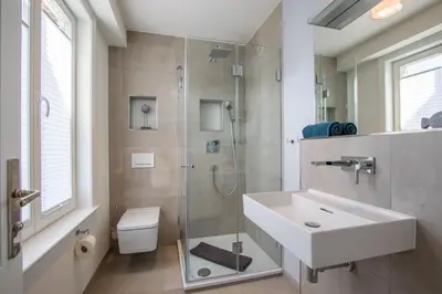 Ein Badezimmer in der Unterkunft Strandhaus Niendorf