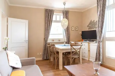 TV/Unterhaltungsangebot in der Unterkunft Ferienwohnung Villa Susewind 2