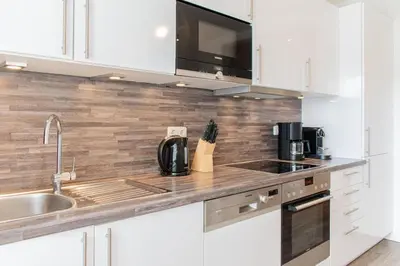 Küche/Küchenzeile in der Unterkunft Ferienwohnung 2 Haus Meeresrauschen