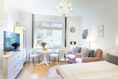 Ein Bett oder Betten in einem Zimmer der Unterkunft Ferienwohnung Beach