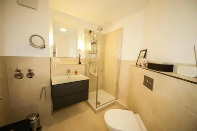 Ein Badezimmer in der Unterkunft Ferienwohnung Am Strand