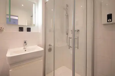 Ein Badezimmer in der Unterkunft Ferienwohnung Bodo´s Strandkorb
