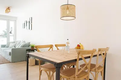 Ein Sitzbereich in der Unterkunft Ferienwohnung Seesand No.08
