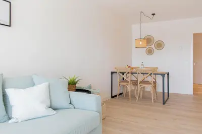 Ein Sitzbereich in der Unterkunft Ferienwohnung Seesand No.08