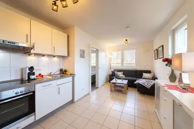 Küche/Küchenzeile in der Unterkunft Ferienwohnung Lotsenwache