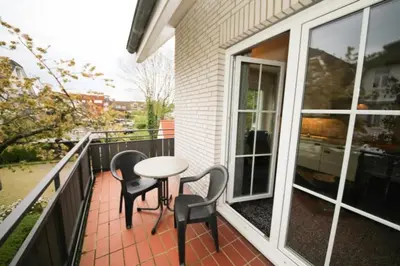Ein Balkon oder eine Terrasse in der Unterkunft Ferienwohnung Am Kurpark