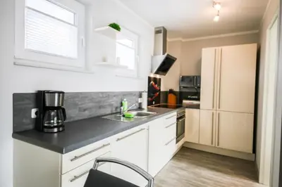 Küche/Küchenzeile in der Unterkunft Ferienwohnung Glücksgefühl