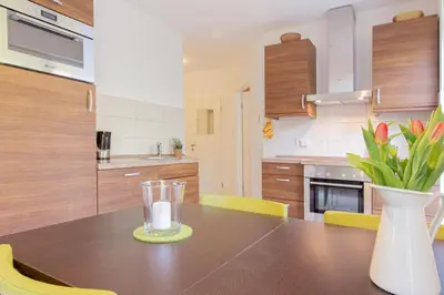 Küche/Küchenzeile in der Unterkunft Ferienwohnung Strandroggen