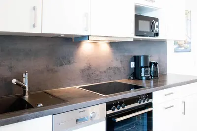Küche/Küchenzeile in der Unterkunft Ferienwohnung MehrBlick 21
