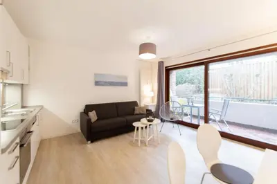 Ein Sitzbereich in der Unterkunft Ferienwohnung Muschel 2