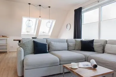 Ein Sitzbereich in der Unterkunft Ferienwohnung Ostseeglitzern