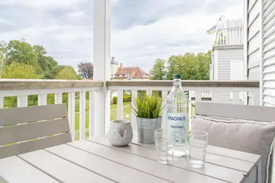 Ein Balkon oder eine Terrasse in der Unterkunft Ferienwohnung Pier99
