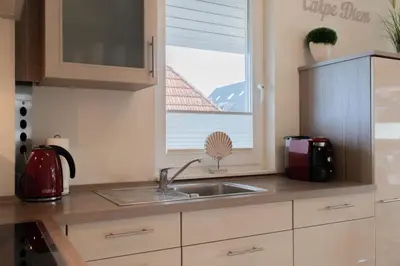 Küche/Küchenzeile in der Unterkunft Ferienwohnung Küstenliebe