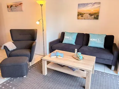 Ein Sitzbereich in der Unterkunft Ferienwohnung Gorch Fock Park Appartement 16