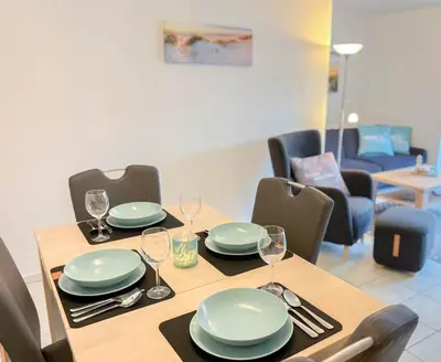 Ein Sitzbereich in der Unterkunft Ferienwohnung Gorch Fock Park Appartement 16