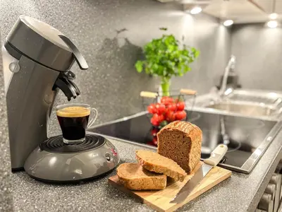 Küche/Küchenzeile in der Unterkunft Ferienwohnung Gorch Fock Park Appartement 16