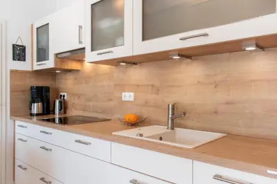 Küche/Küchenzeile in der Unterkunft Ferienwohnung Windjammer