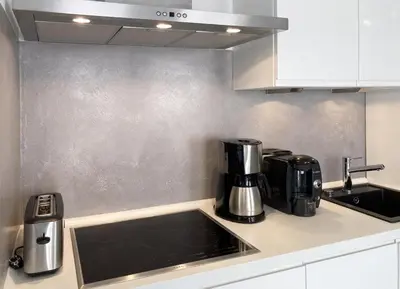 Küche/Küchenzeile in der Unterkunft Ferienwohnung Strandgras