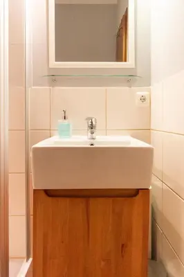 Ein Badezimmer in der Unterkunft Ferienwohnung Strandterrasse