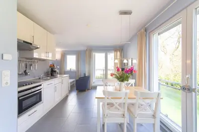 Küche/Küchenzeile in der Unterkunft Ferienwohnung Strandläufer