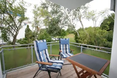 Ein Balkon oder eine Terrasse in der Unterkunft Ferienwohnung Strandläufer